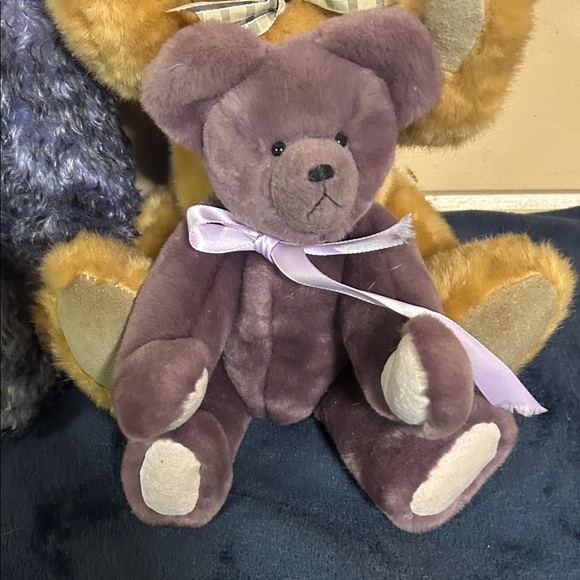 Vintage America Purple and Gold Teddy Bear Trio - Picture 2 of 8